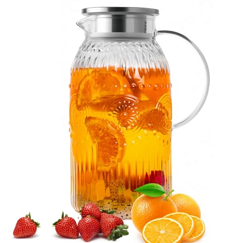 Vintage Glass Pitcher with Lid