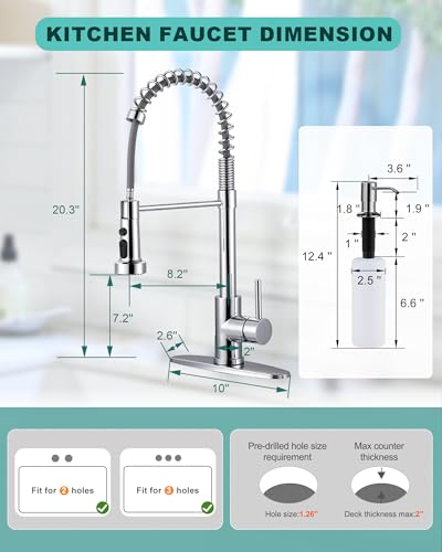 Chrome Kitchen Faucet with Soap Dispenser