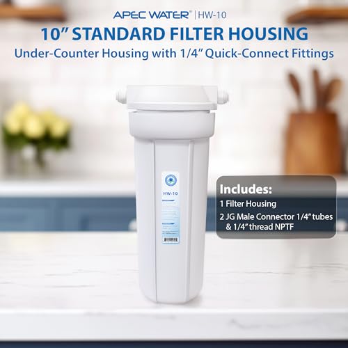 HW-10 10-Inch White Filter Housing with 1/4-Inch John Guest Fittings