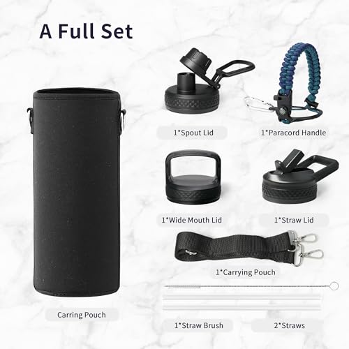 Water Bottle Insulated 40 oz with 3 Lids