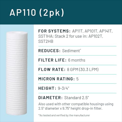 3M Aqua Pure AP100 Series Whole House Water Filter Cartridge AP110 (2 Count)