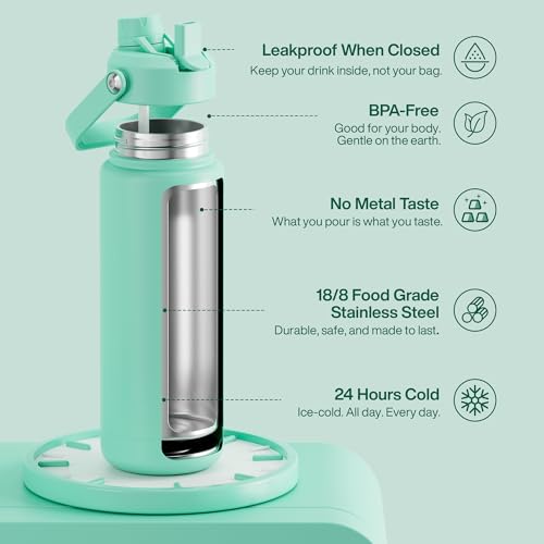 Insulated Water Bottle with Straw Stainless Steel Water Bottle