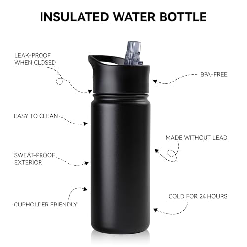 16 oz Insulated Water Bottle Bulk 4 Pack (4 Count)