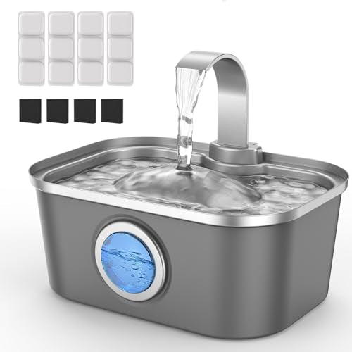 Automatic Stainless Steel Water Fountain for Cat & Dog in Nebula Gray 124oz (124 Fl Oz)