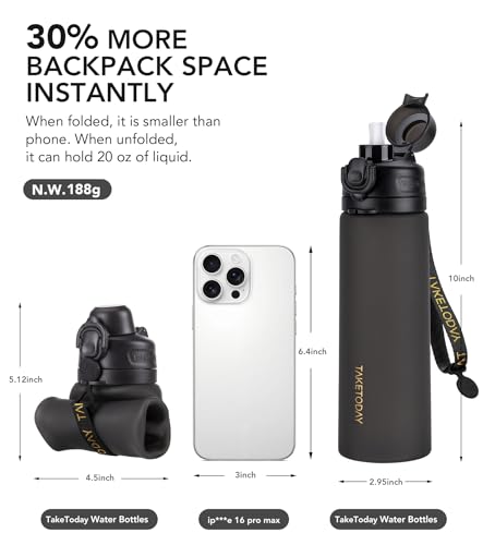 Collapsible Water Bottles with Straw for Travel