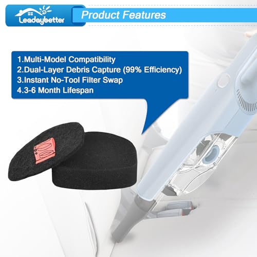 6 Pack Filters Replacement For Shark CH901 CH951 Cordless (6 Count)