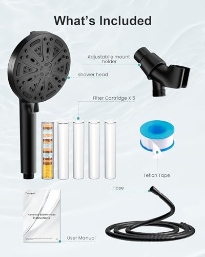 Black Filtered Shower Head Handheld (5 Count)