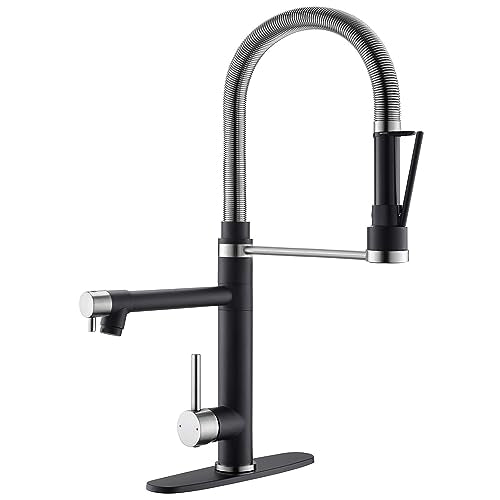 Kitchen Faucet with Pull Down Sprayer Brushed Nickel and Matte Black