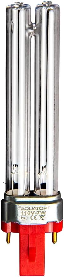 Aquatop 7W UV Replacement Bulb for Aquarium Filters – Fits FZ3, FZ7, PF25UV, PF40UV, & SP7UV Energy-Efficient Lamp for Clear Water, R7WUV-G2
