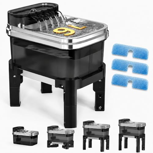 9L Elevated Stainless Steel Dog Water Fountain with Filter