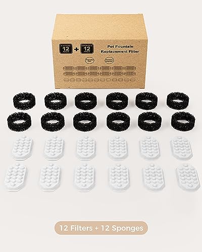 Official 12 Pack Replacement Filter Set for 108oz Cat Fountain