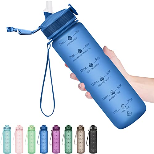 Plastic Water Bottle With Straw & Time Marker