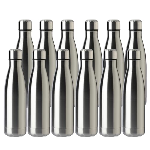 17oz Sport Water Bottle 12 Pack Vacuum Insulated Stainless Steel Leak (12 Count)