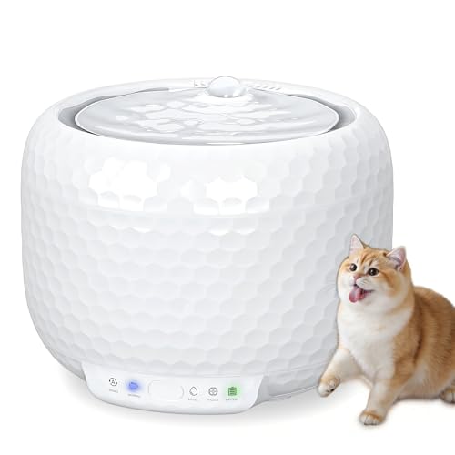 Wireless Cat Water Fountain with 5000mAh Rechargeable Battery (60 Ounce)
