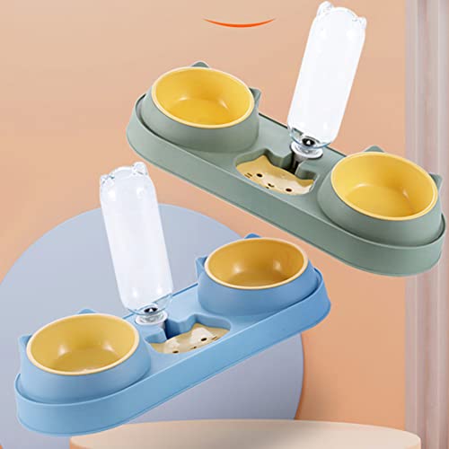 Triple Cat Food Bowls with Water Dispenser