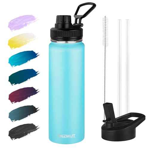 24oz Sports Insulated Water Bottle for School with 2 Lids (24 Count)
