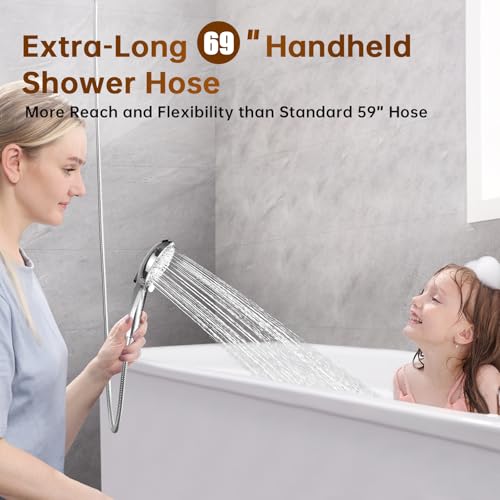 Rain Shower Head with Handheld Spray Built