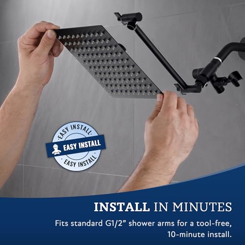 All Metal 10" Dual Square Shower Head Combo
