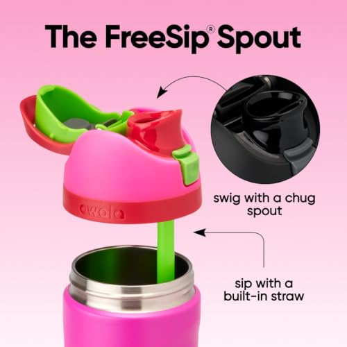 FreeSip Kids Stainless Steel Water Bottle 16 oz All the Berries