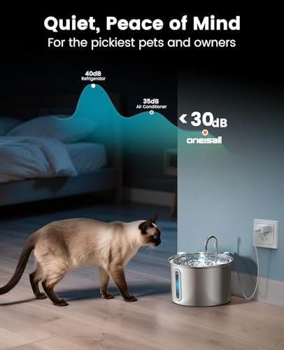 2L Stainless Steel Cat Water Fountain with Snap