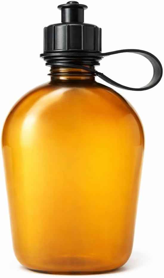 Translucent See-Thru Military Water Filter Canteen, OD Green, 1 Quart/32oz | Built-in Nano Filter | Improves Taste & Odor | Camping, Hiking, Backpacking, Outdoor & Travel
