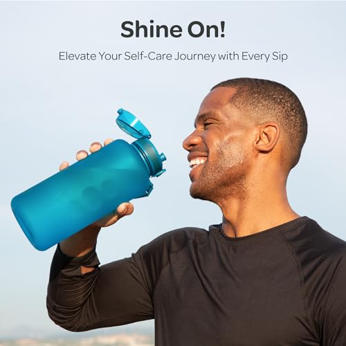 Motivational Water Bottle with Time Marker & Fruit Infuser 64 oz
