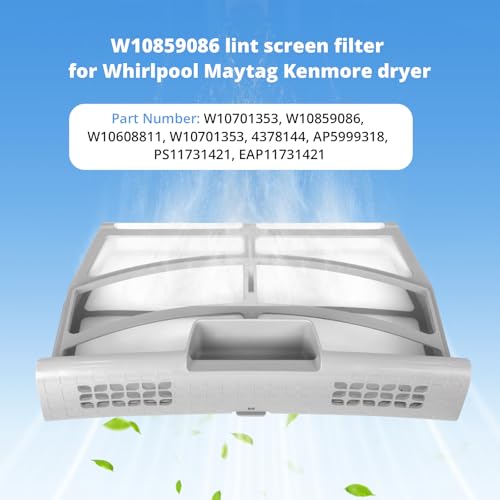 W10859086 Dryer Lint Filter Fit for Whirlpool Maytag MEDB835DW4 MGDB835DW4