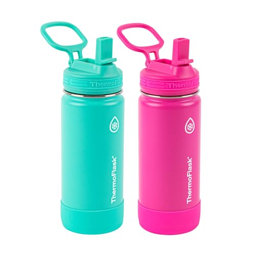 Kids 16 oz Insulated Water Bottles with Straw Lid BPA (2 Count)