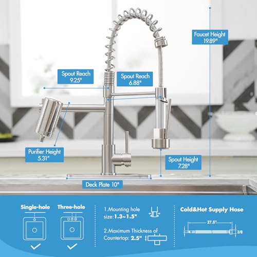 Kitchen Faucet with Water Filter and Pull Down Sprayer