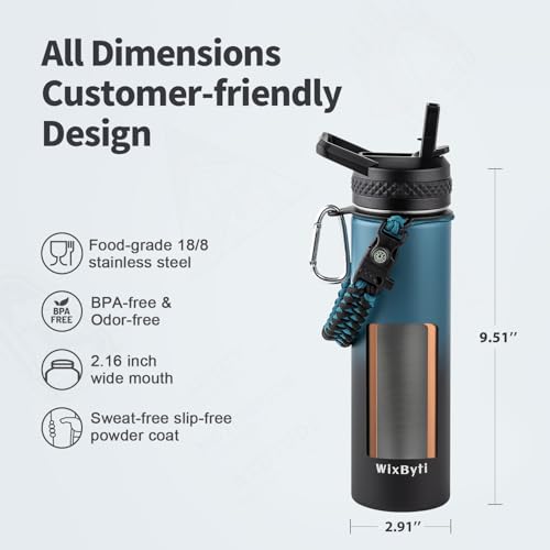 20 oz Insulated Water Bottle with Straw