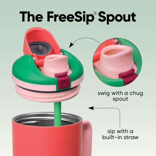 FreeSip Tumbler Stainless Steel Water Bottle 40 oz Strawberry Fields
