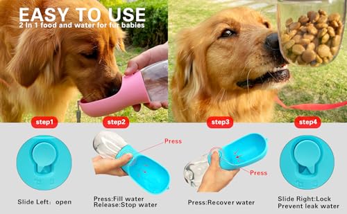 Dog Water Bottle with Food Container