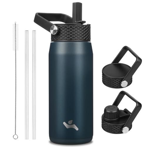 20 oz Insulated Stainless Steel Water Bottle with 3 Lids