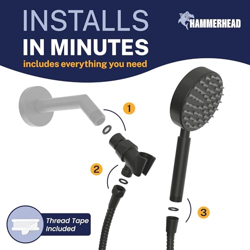 Solid Metal Handheld Shower Head with Hose and Brass Holder