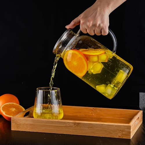 Round Glass Pitcher with Lid & Spout (2 Count)