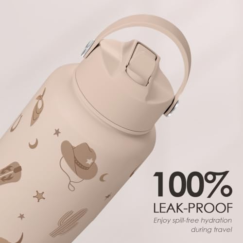 Western Cowgirl Water Bottle 32oz Stainless Steel with Lid
