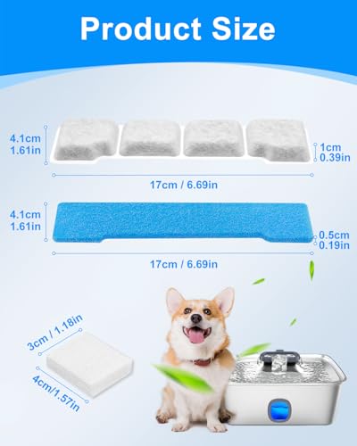 12 Set Dog Water Fountain Filter Fit for SIBAYS Dog Fountain 15L (36 Count)