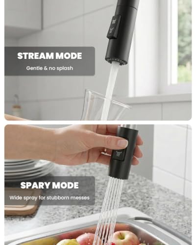 Black Touchless Kitchen Faucet Motion Sensor with Pull Down Sprayer