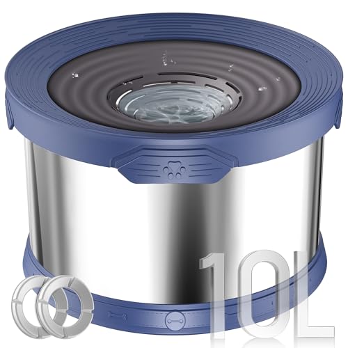 10L Dog Water Bowl No Spill Stainless Steel for Slow Drinking Blue