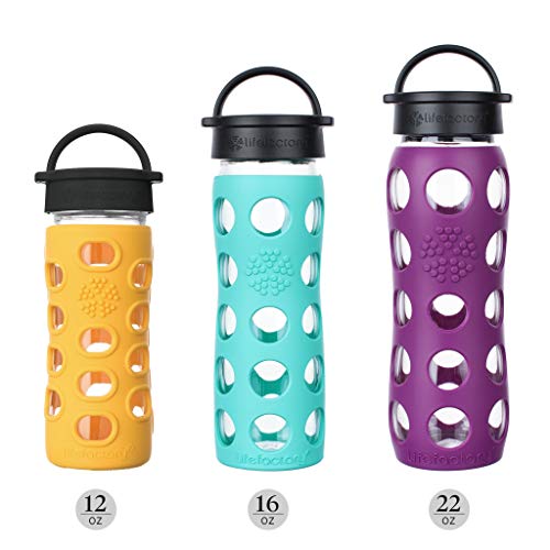 12-Ounce BPA-Free Glass Water Bottle with Classic Cap and Protective Silicone Sleeve, Apple Red
