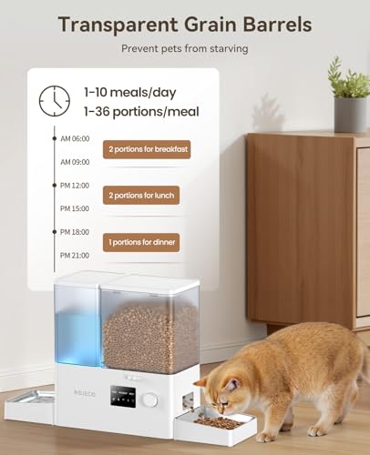 2-in-1 Automatic Cat Feeder & Water Dispenser,WiFi Control Feeding