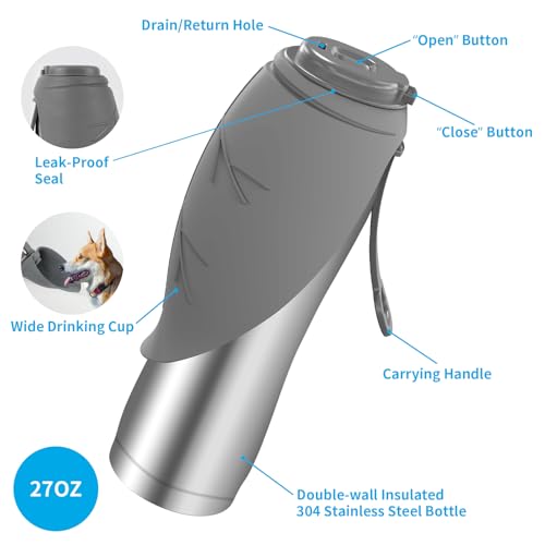 Insulated Dog Water Bottle (27 Fl Oz)