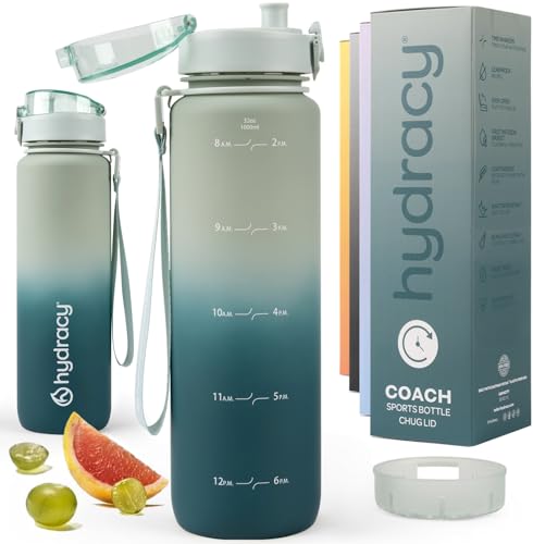 Motivational Water Bottle with Time Marker & Fruit Infuser 32 oz