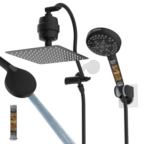 All Metal 10'' Dual Filtered Rainfall Shower Head Combo