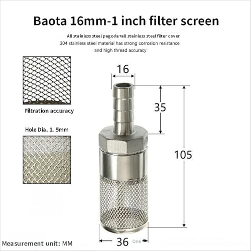 304 Stainless Steel Water Pump Filter Hose End Strainer Barbed Inline Mesh Screen