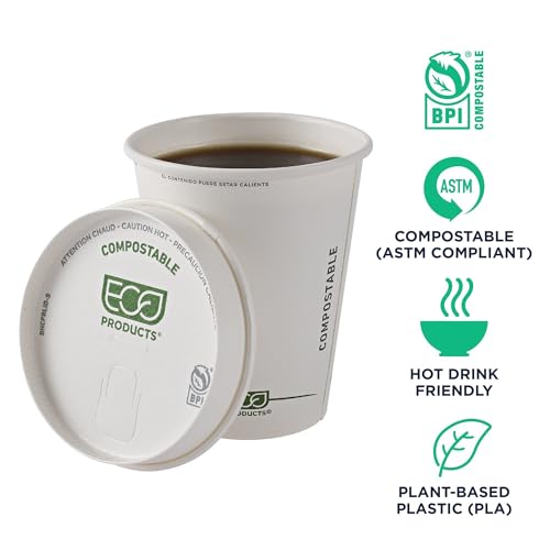 Eco Products Compostable Paper Coffee Cup Lids (1000 Count)