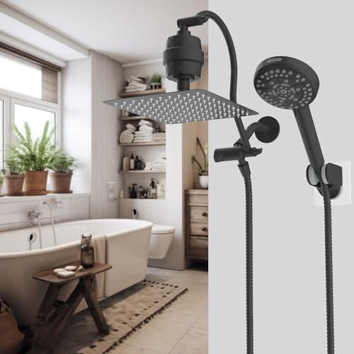 All Metal 10'' Dual Filtered Rainfall Shower Head Combo