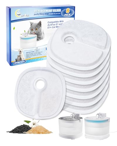 Cat Water Fountain Filter Replacement Compatible with 2L (8 Count)