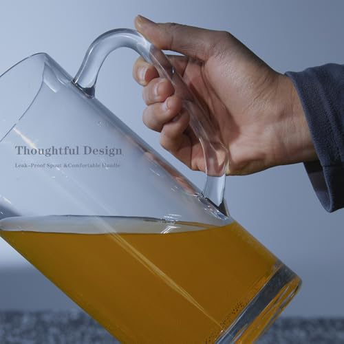 Clear Plastic Pitcher with Lid and Ergonomic Handle