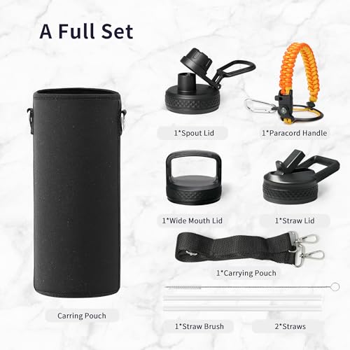 Water Bottle Insulated 40 oz with 3 Lids
